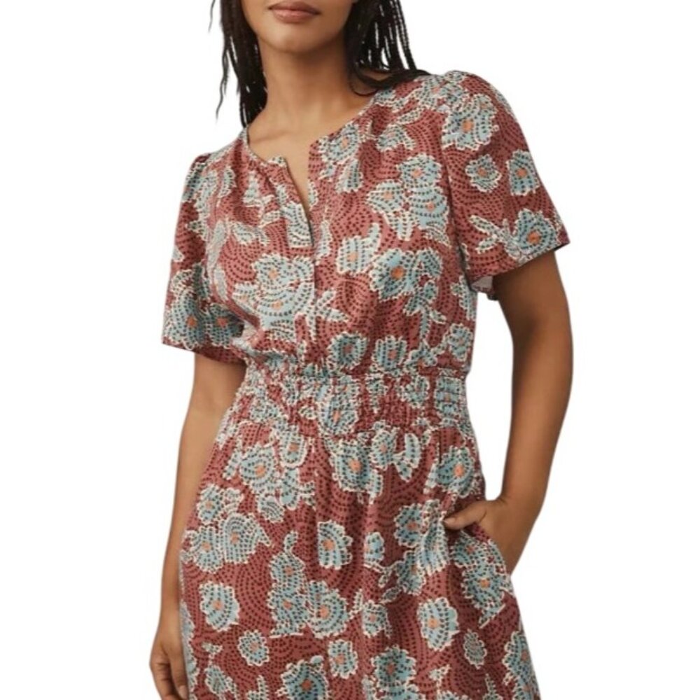 Anthropologie  Womens SMALL Somerset Floral Jumpsuit Dusky Pink Pockets Boho$178 - Picture 14 of 16